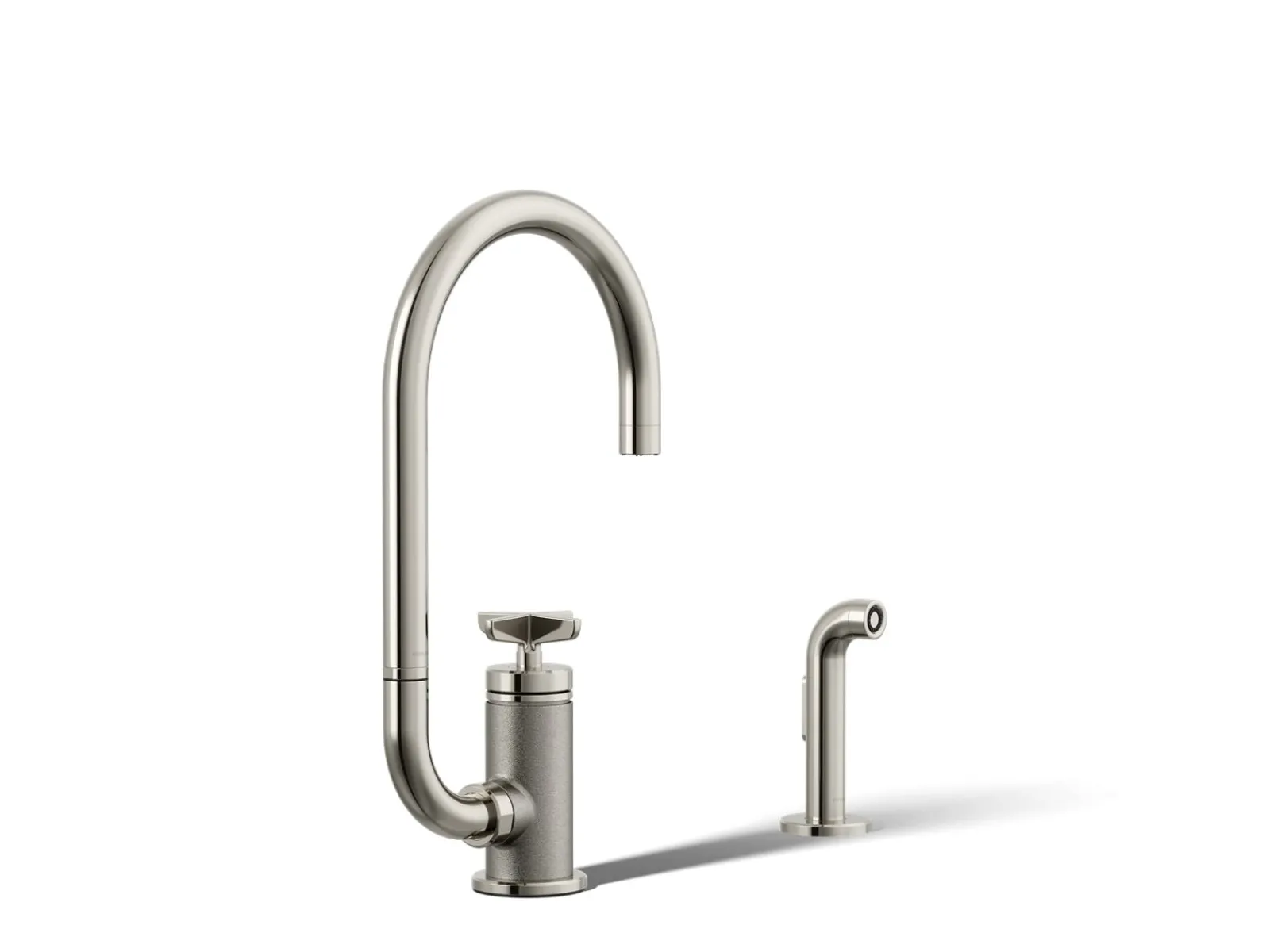 Single-handle bar sink faucet with two-function extended-reach spout and side sprayer^Kohler Outlet