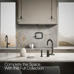 Single-handle bar sink faucet with two-function extended-reach spout and side sprayer^Kohler Outlet