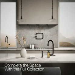 Single-handle bar sink faucet with two-function extended-reach spout and side sprayer^Kohler Outlet