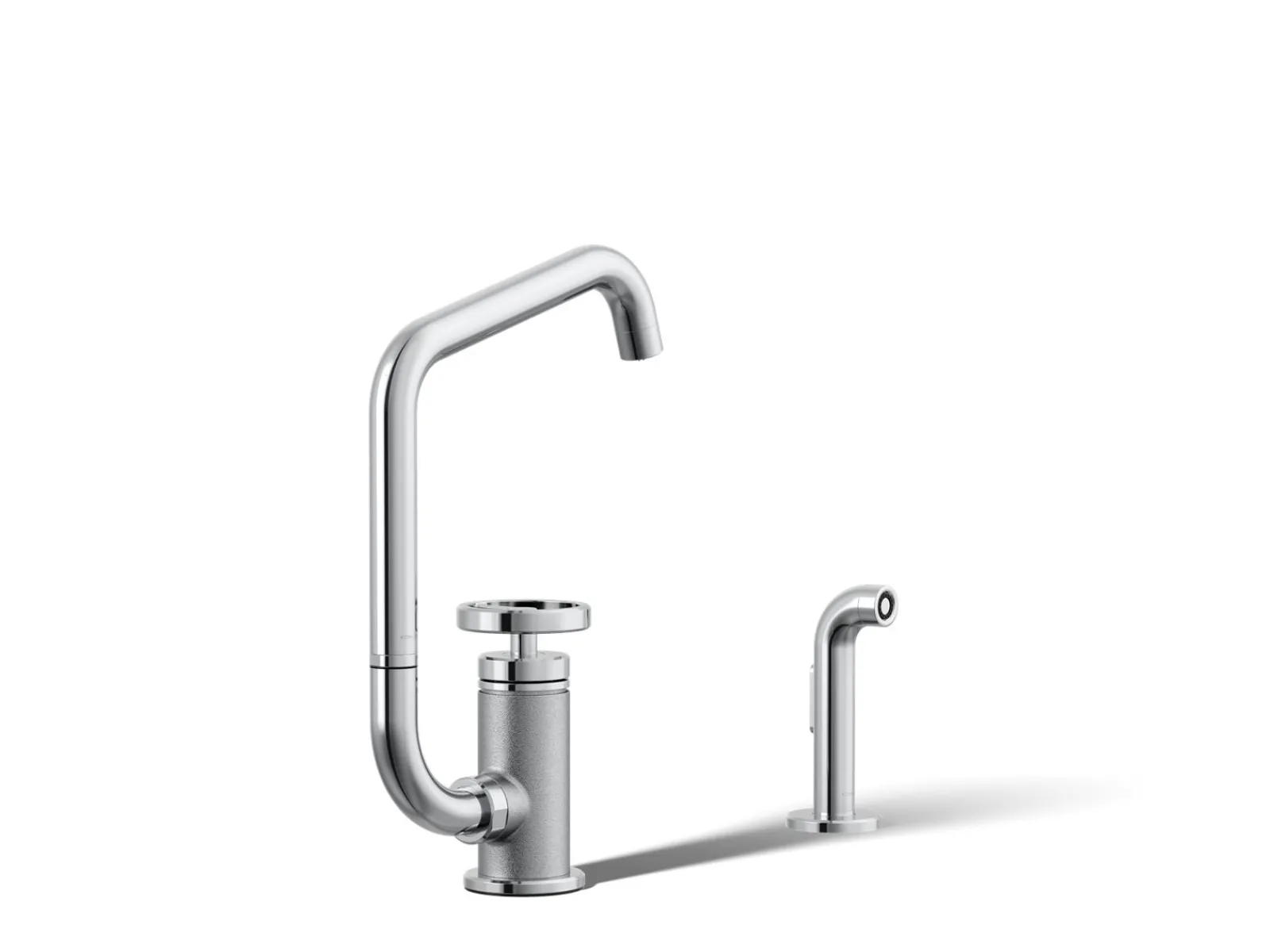 Single-handle bar sink faucet with two-function extended-reach spout and side sprayer^Kohler Online