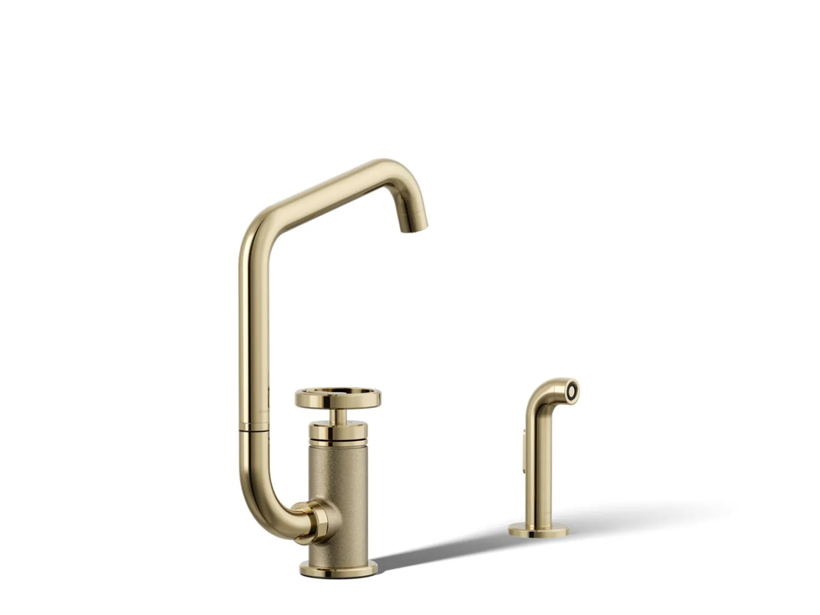 Single-handle bar sink faucet with two-function extended-reach spout and side sprayer^Kohler Online