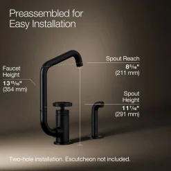 Single-handle bar sink faucet with two-function extended-reach spout and side sprayer^Kohler Online