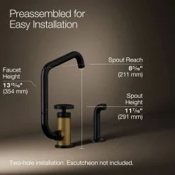 Single-handle bar sink faucet with two-function extended-reach spout and side sprayer^Kohler Online