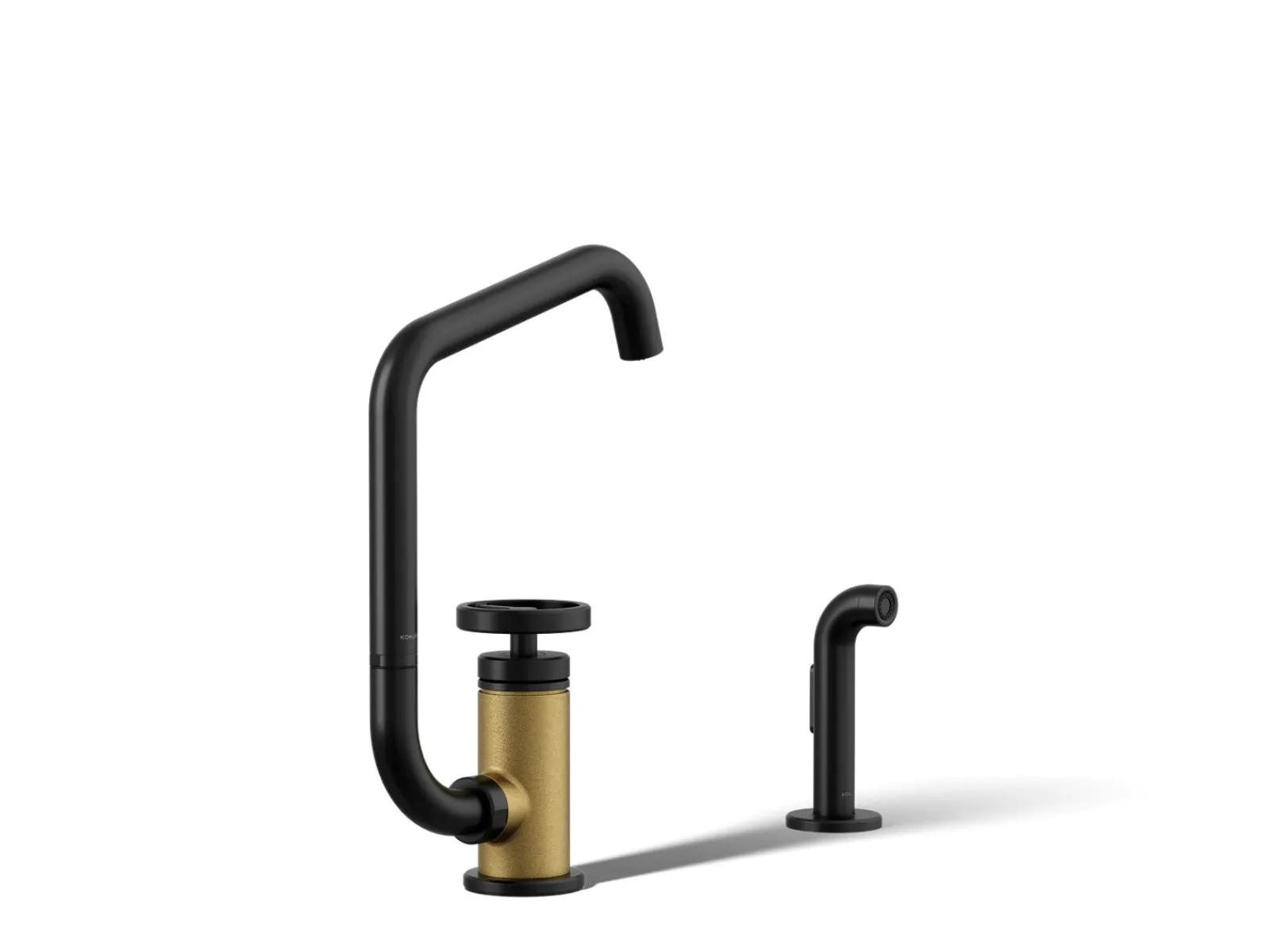 Single-handle bar sink faucet with two-function extended-reach spout and side sprayer^Kohler Online
