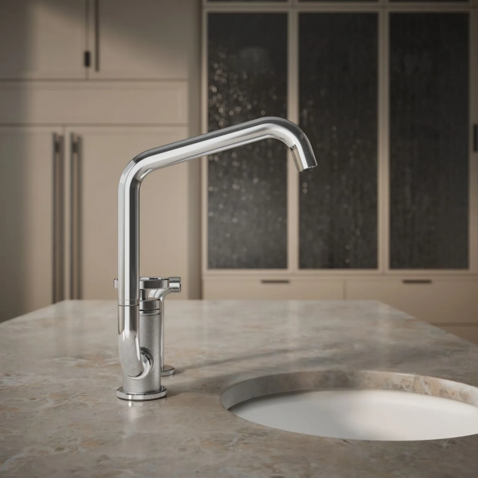 Single-handle bar sink faucet with two-function extended-reach spout and side sprayer^Kohler Online