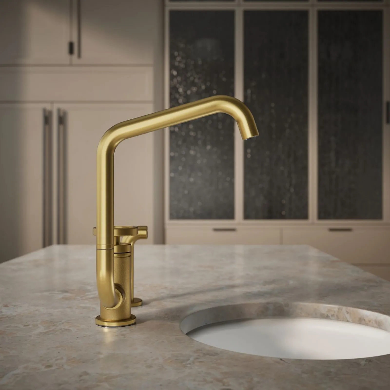 Single-handle bar sink faucet with two-function extended-reach spout and side sprayer^Kohler Online