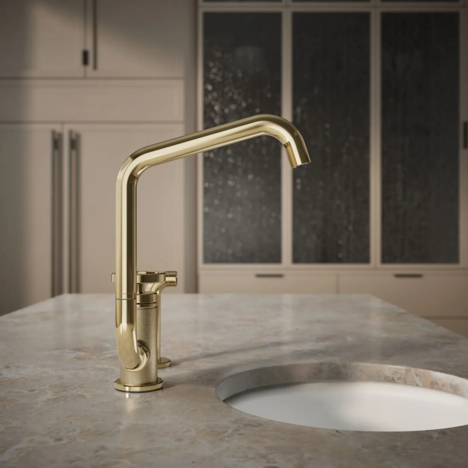 Single-handle bar sink faucet with two-function extended-reach spout and side sprayer^Kohler Online