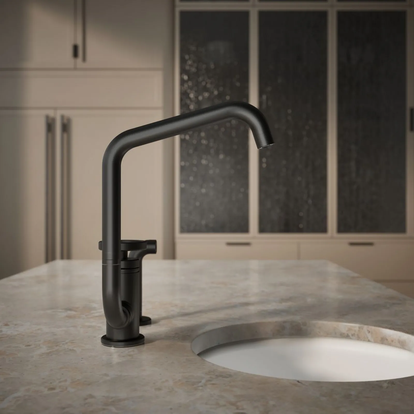 Single-handle bar sink faucet with two-function extended-reach spout and side sprayer^Kohler Online