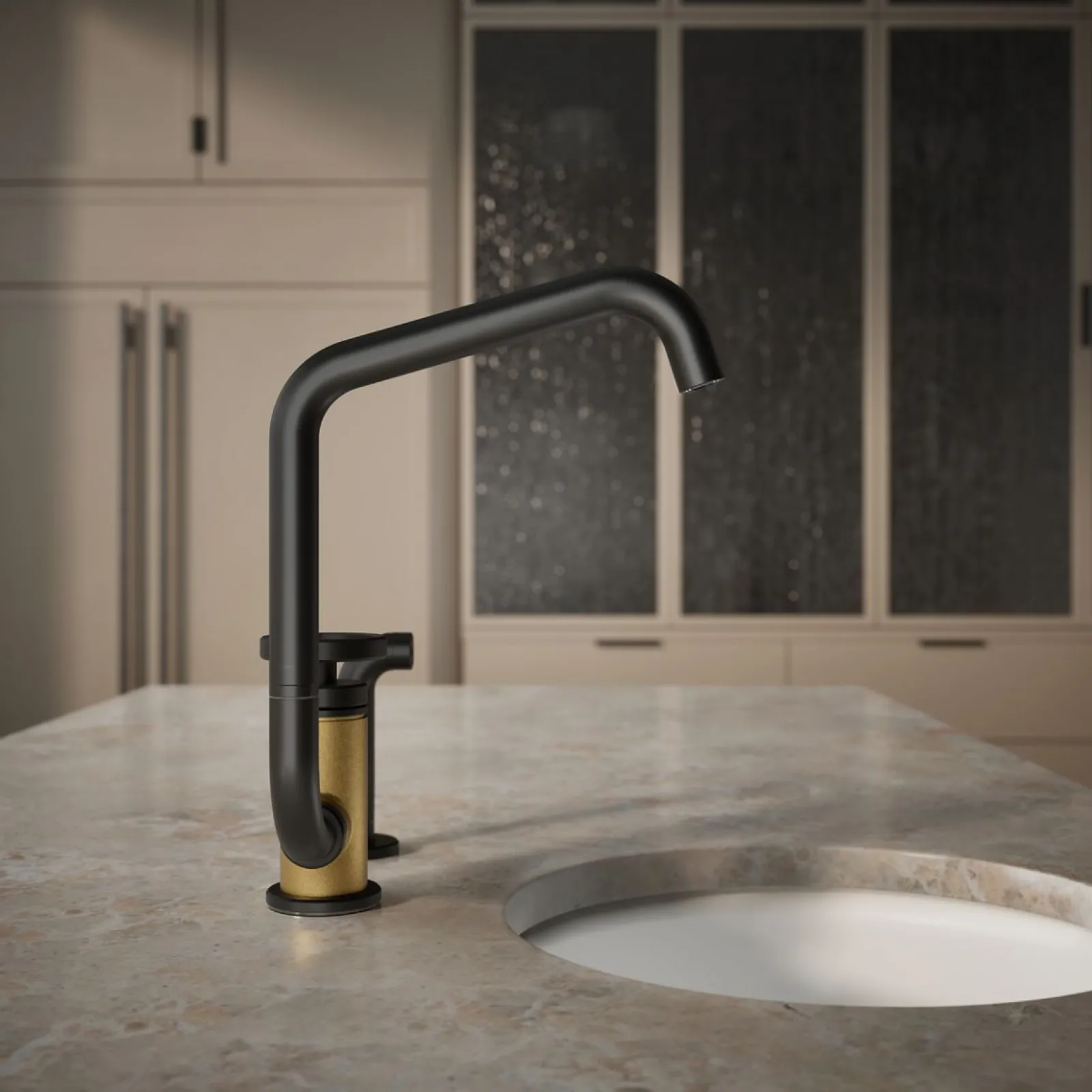 Single-handle bar sink faucet with two-function extended-reach spout and side sprayer^Kohler Online