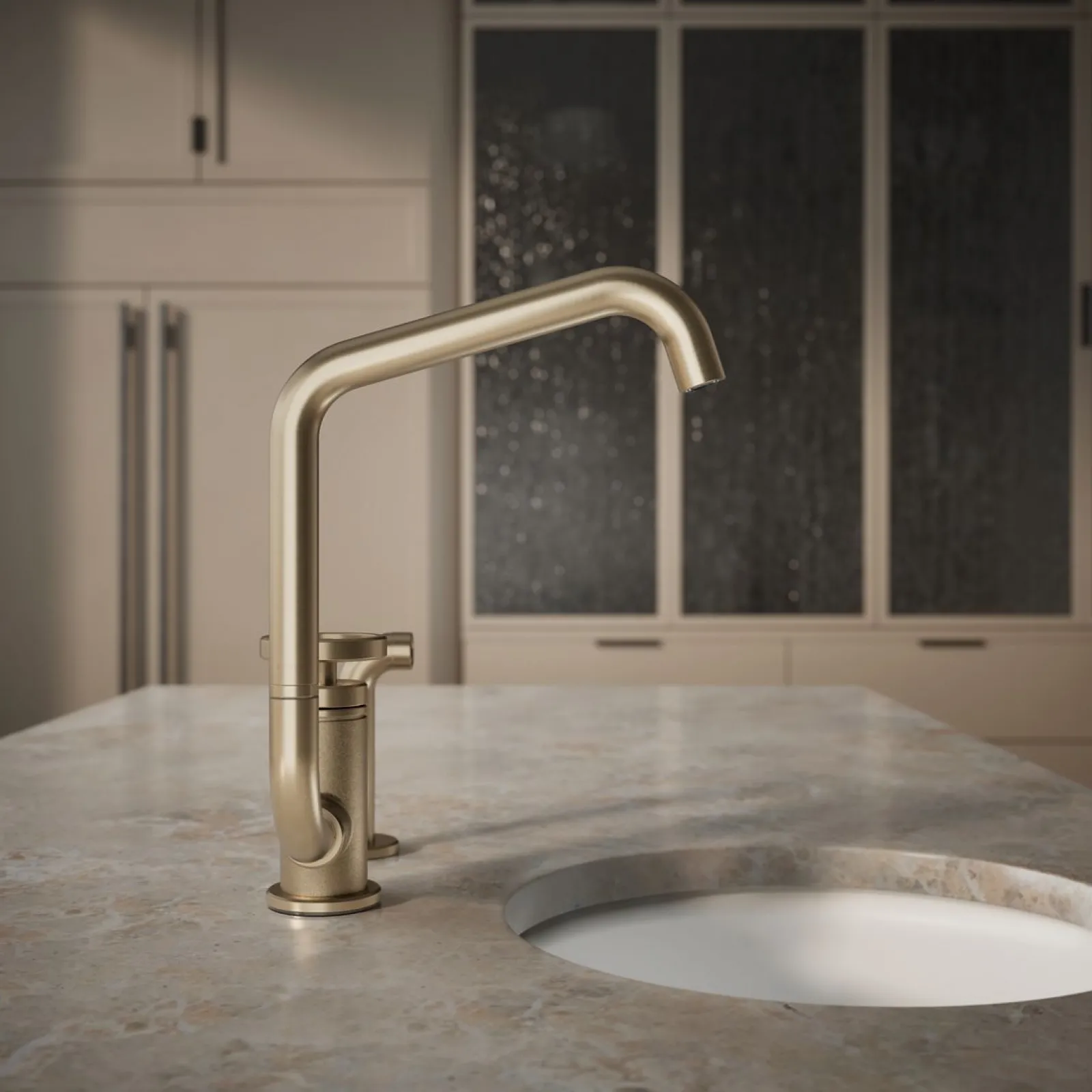 Single-handle bar sink faucet with two-function extended-reach spout and side sprayer^Kohler Online