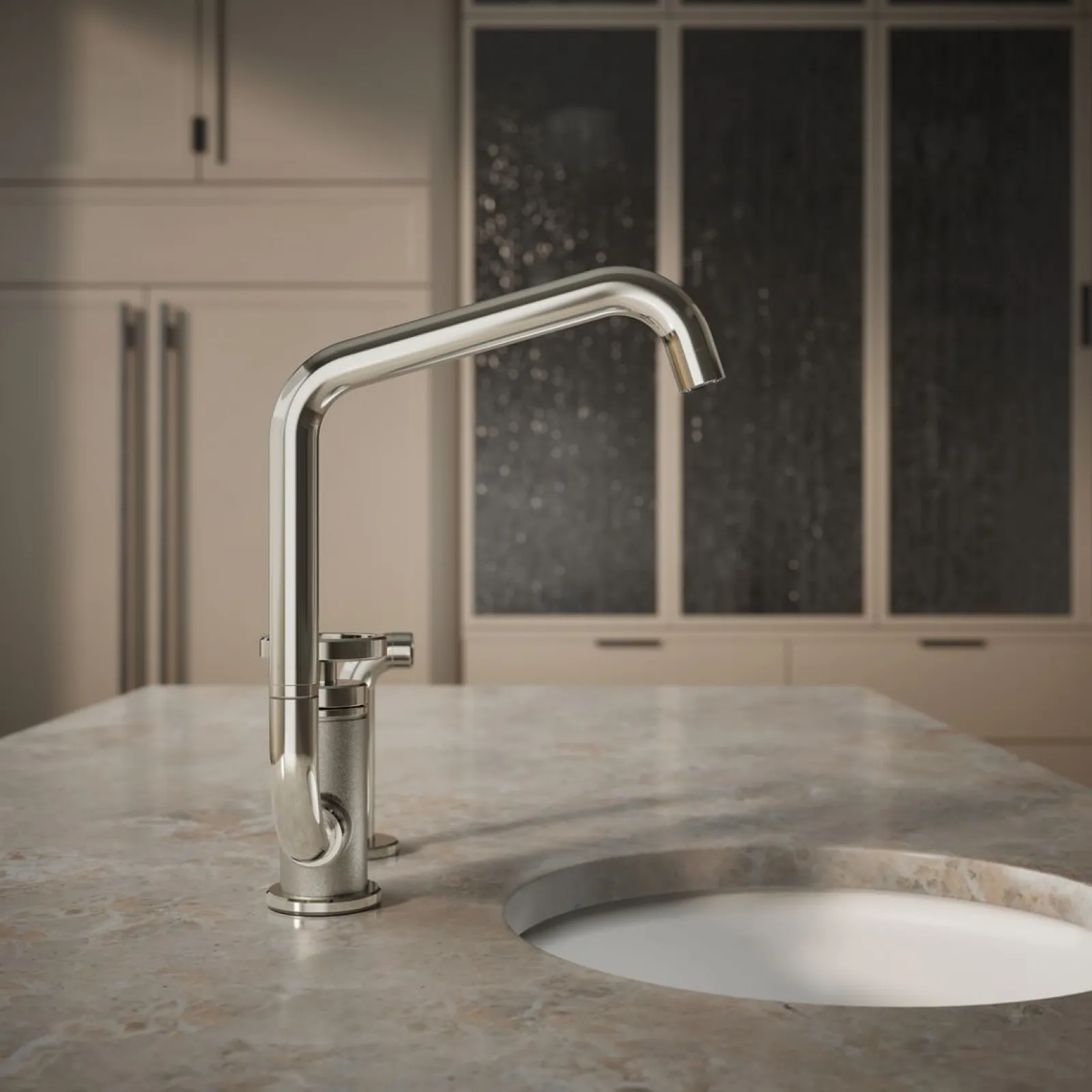 Single-handle bar sink faucet with two-function extended-reach spout and side sprayer^Kohler Online