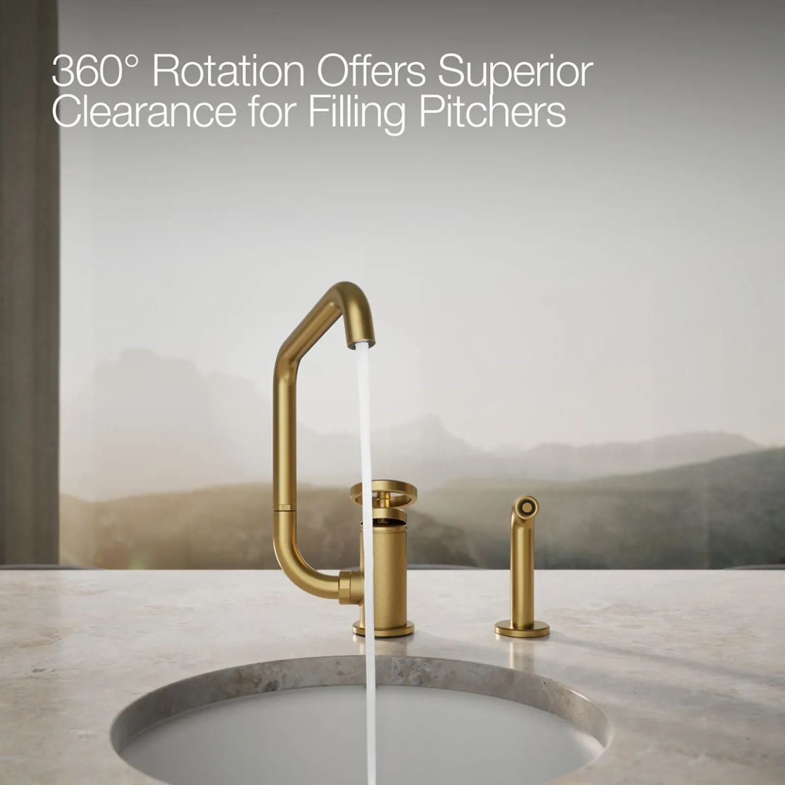 Single-handle bar sink faucet with two-function extended-reach spout and side sprayer^Kohler Online