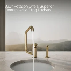 Single-handle bar sink faucet with two-function extended-reach spout and side sprayer^Kohler Online