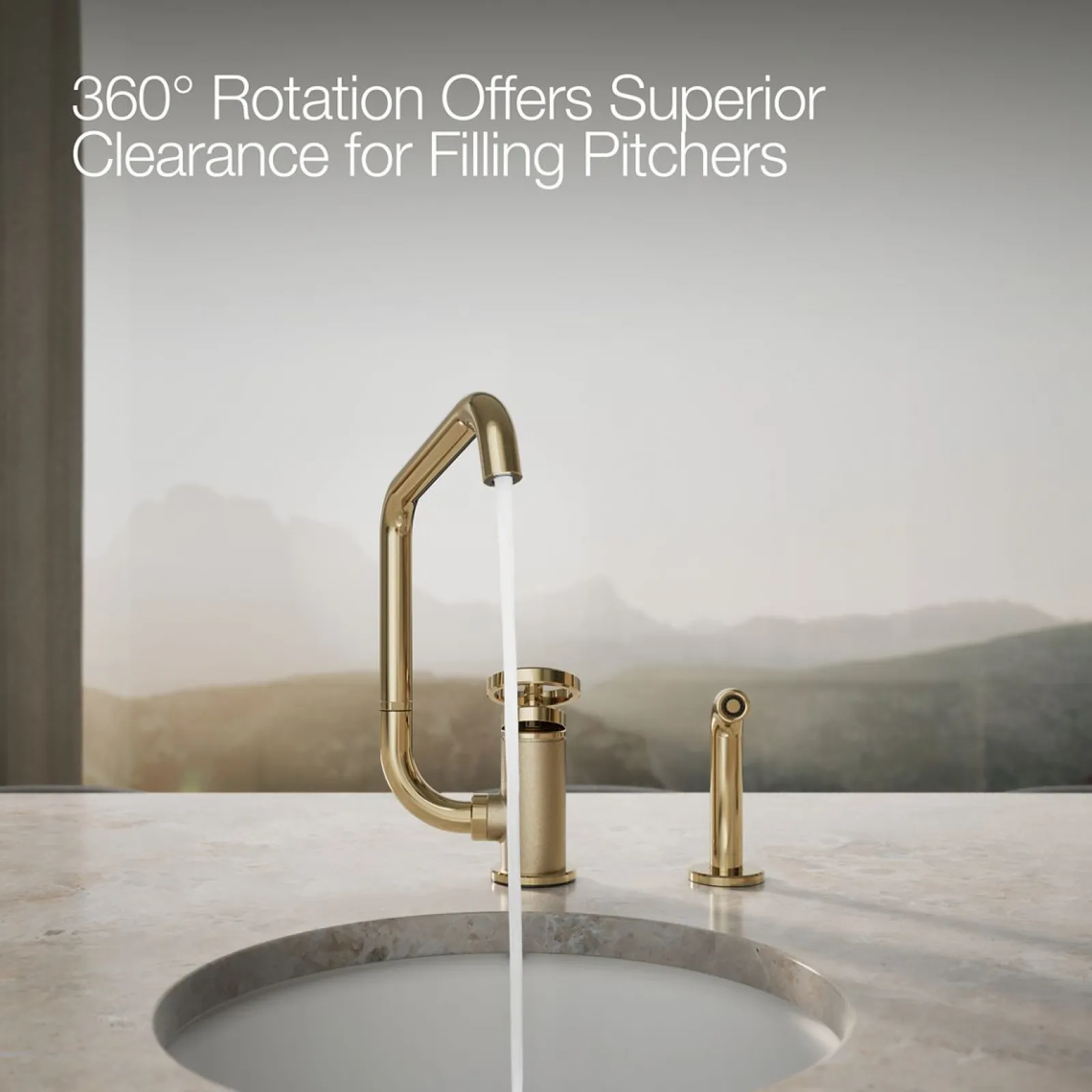 Single-handle bar sink faucet with two-function extended-reach spout and side sprayer^Kohler Online
