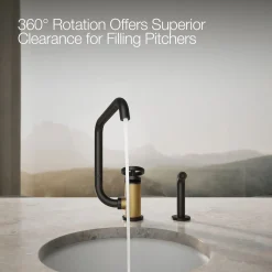 Single-handle bar sink faucet with two-function extended-reach spout and side sprayer^Kohler Online