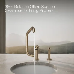 Single-handle bar sink faucet with two-function extended-reach spout and side sprayer^Kohler Online