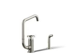Single-handle bar sink faucet with two-function extended-reach spout and side sprayer^Kohler Online