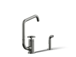 Single-handle bar sink faucet with two-function extended-reach spout and side sprayer^Kohler Online