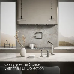 Single-handle bar sink faucet with two-function extended-reach spout and side sprayer^Kohler Online