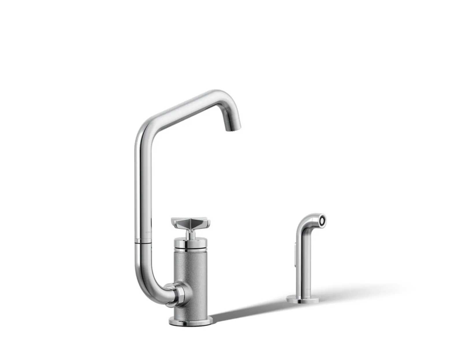 Single-handle bar sink faucet with two-function extended-reach spout and side sprayer^Kohler Online