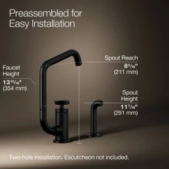 Single-handle bar sink faucet with two-function extended-reach spout and side sprayer^Kohler Online