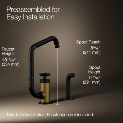 Single-handle bar sink faucet with two-function extended-reach spout and side sprayer^Kohler Online