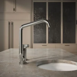 Single-handle bar sink faucet with two-function extended-reach spout and side sprayer^Kohler Online