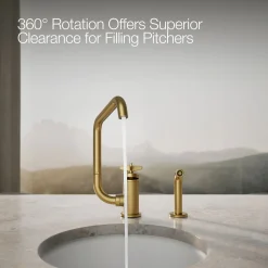 Single-handle bar sink faucet with two-function extended-reach spout and side sprayer^Kohler Online