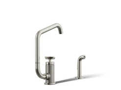 Single-handle bar sink faucet with two-function extended-reach spout and side sprayer^Kohler Online