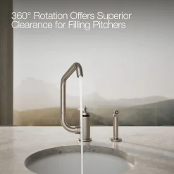 Single-handle bar sink faucet with two-function extended-reach spout and side sprayer^Kohler Online