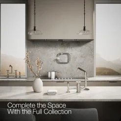 Single-handle bar sink faucet with two-function extended-reach spout and side sprayer^Kohler Online