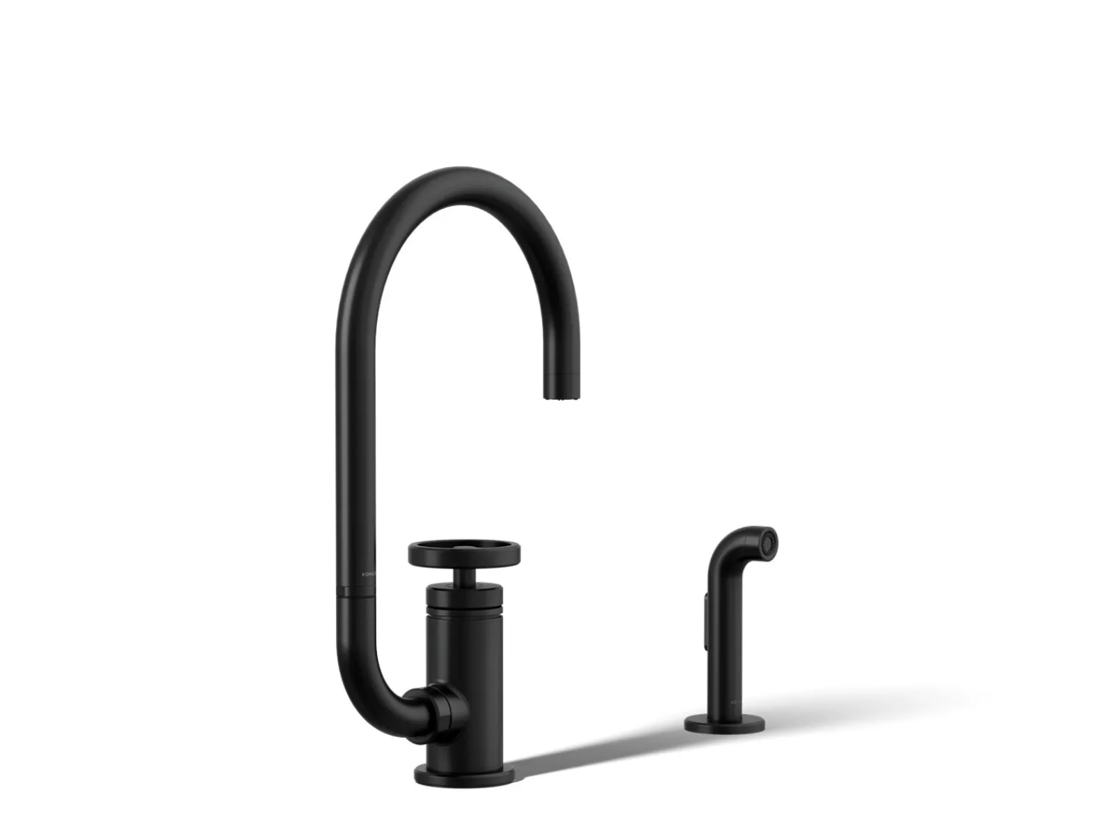 Single-handle bar sink faucet with two-function extended-reach spout and side sprayer^Kohler Online