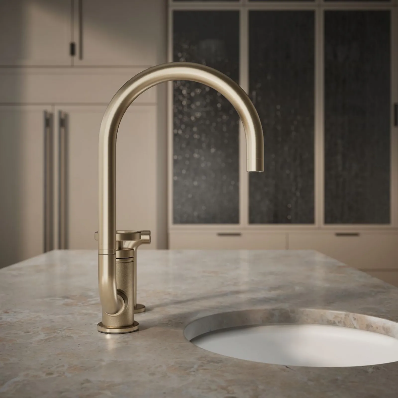 Single-handle bar sink faucet with two-function extended-reach spout and side sprayer^Kohler Online