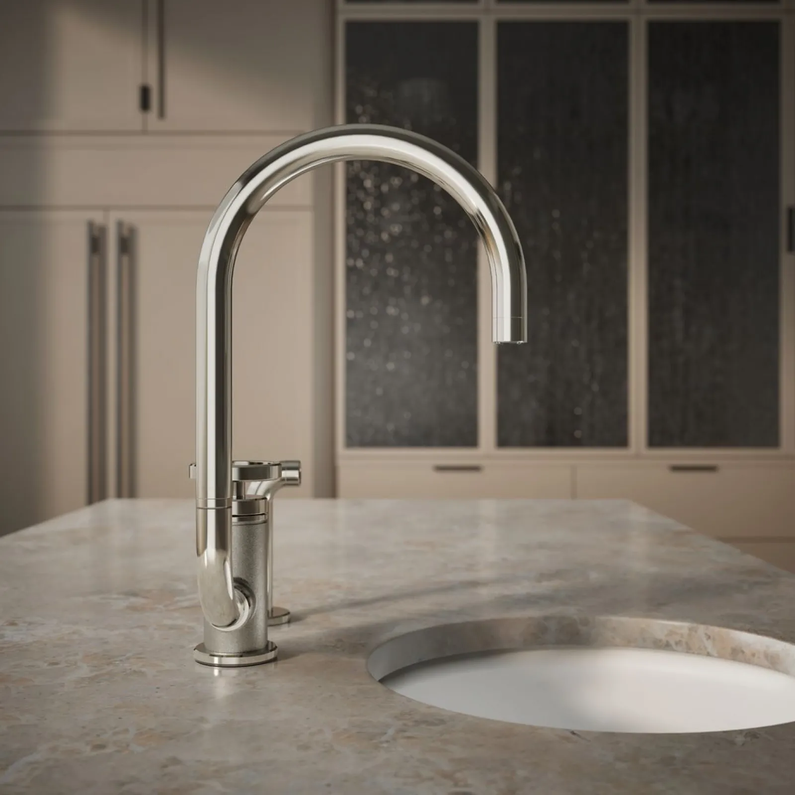 Single-handle bar sink faucet with two-function extended-reach spout and side sprayer^Kohler Online