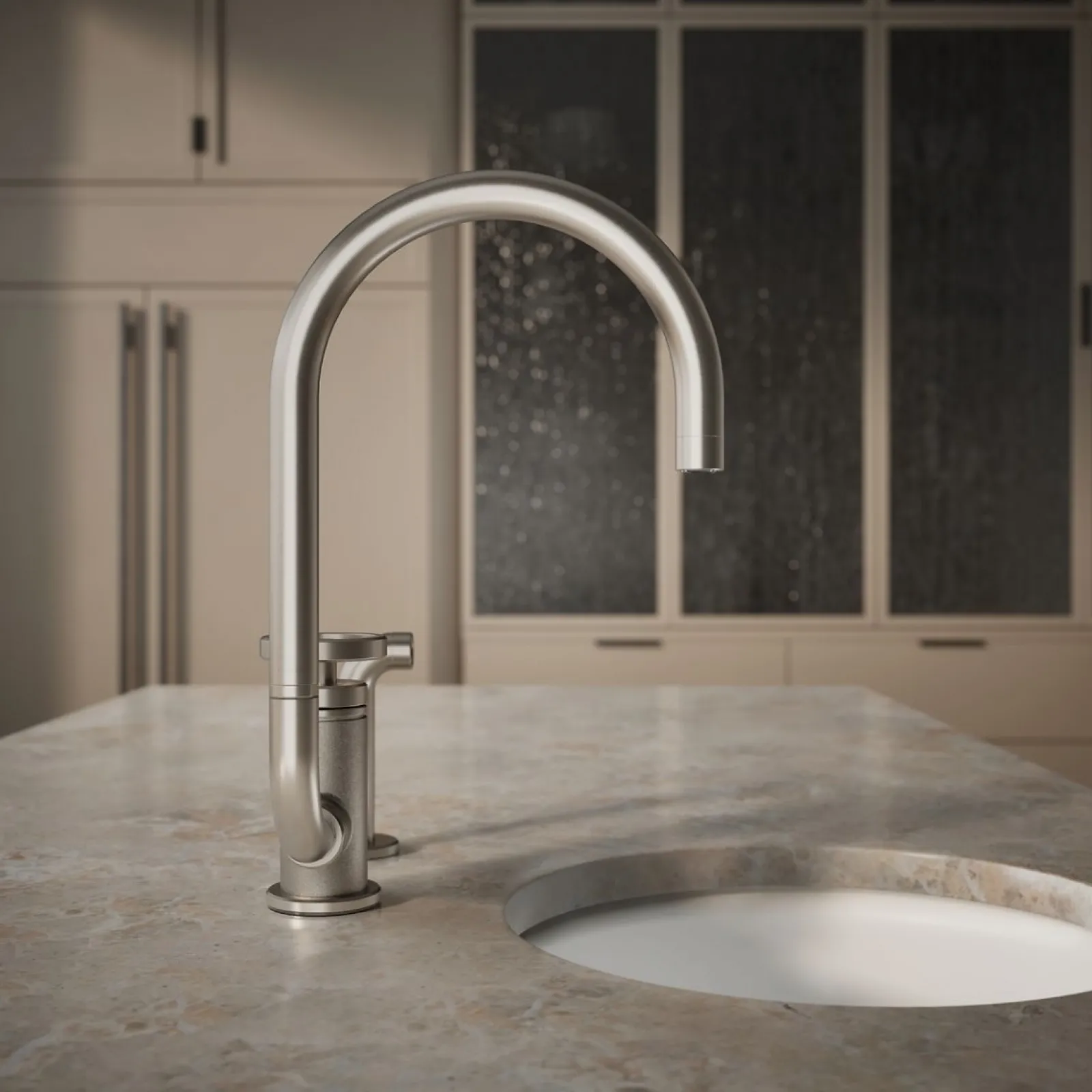 Single-handle bar sink faucet with two-function extended-reach spout and side sprayer^Kohler Online