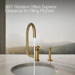 Single-handle bar sink faucet with two-function extended-reach spout and side sprayer^Kohler Online
