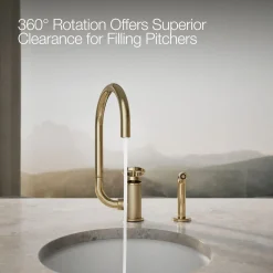 Single-handle bar sink faucet with two-function extended-reach spout and side sprayer^Kohler Online