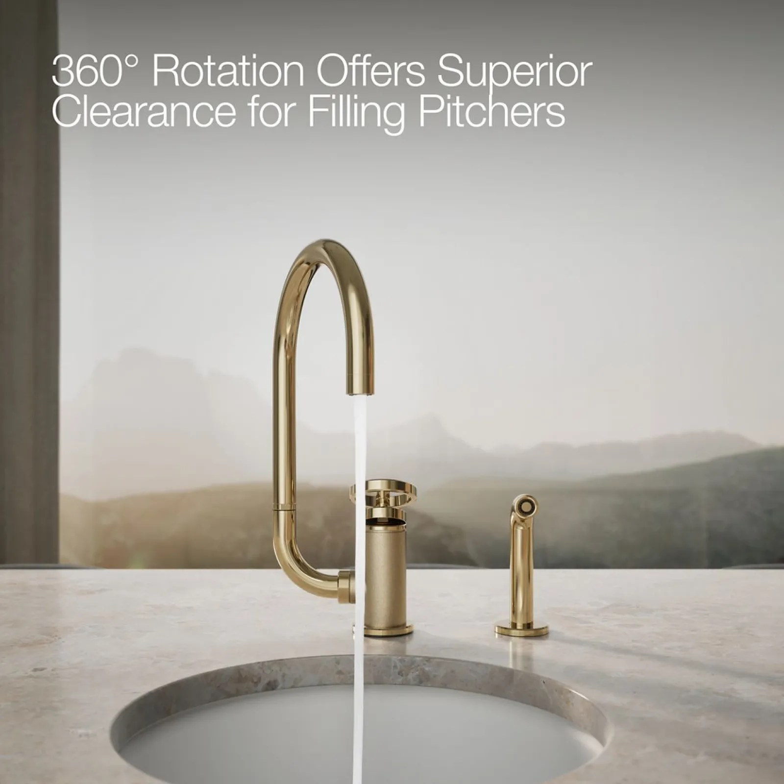 Single-handle bar sink faucet with two-function extended-reach spout and side sprayer^Kohler Online