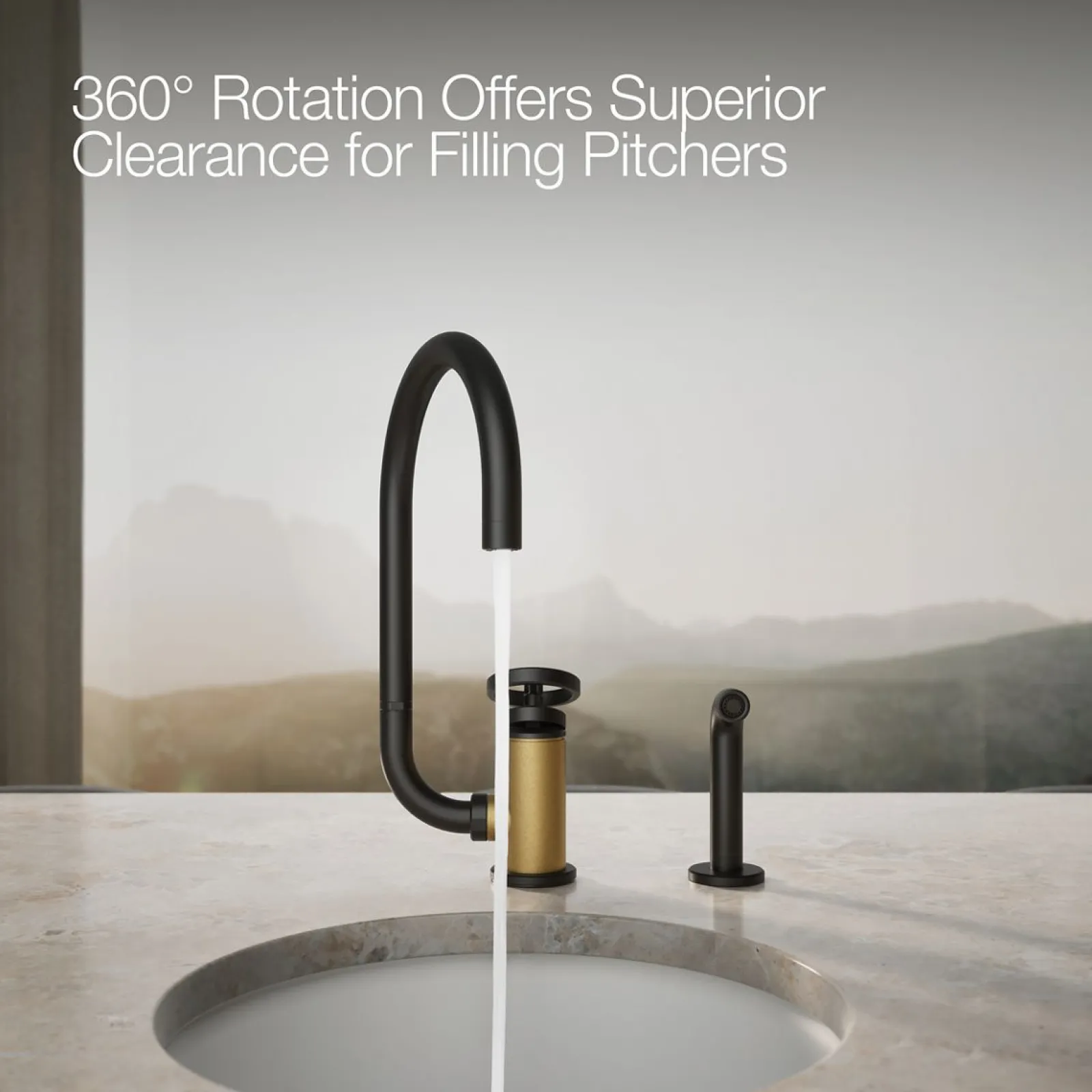 Single-handle bar sink faucet with two-function extended-reach spout and side sprayer^Kohler Online