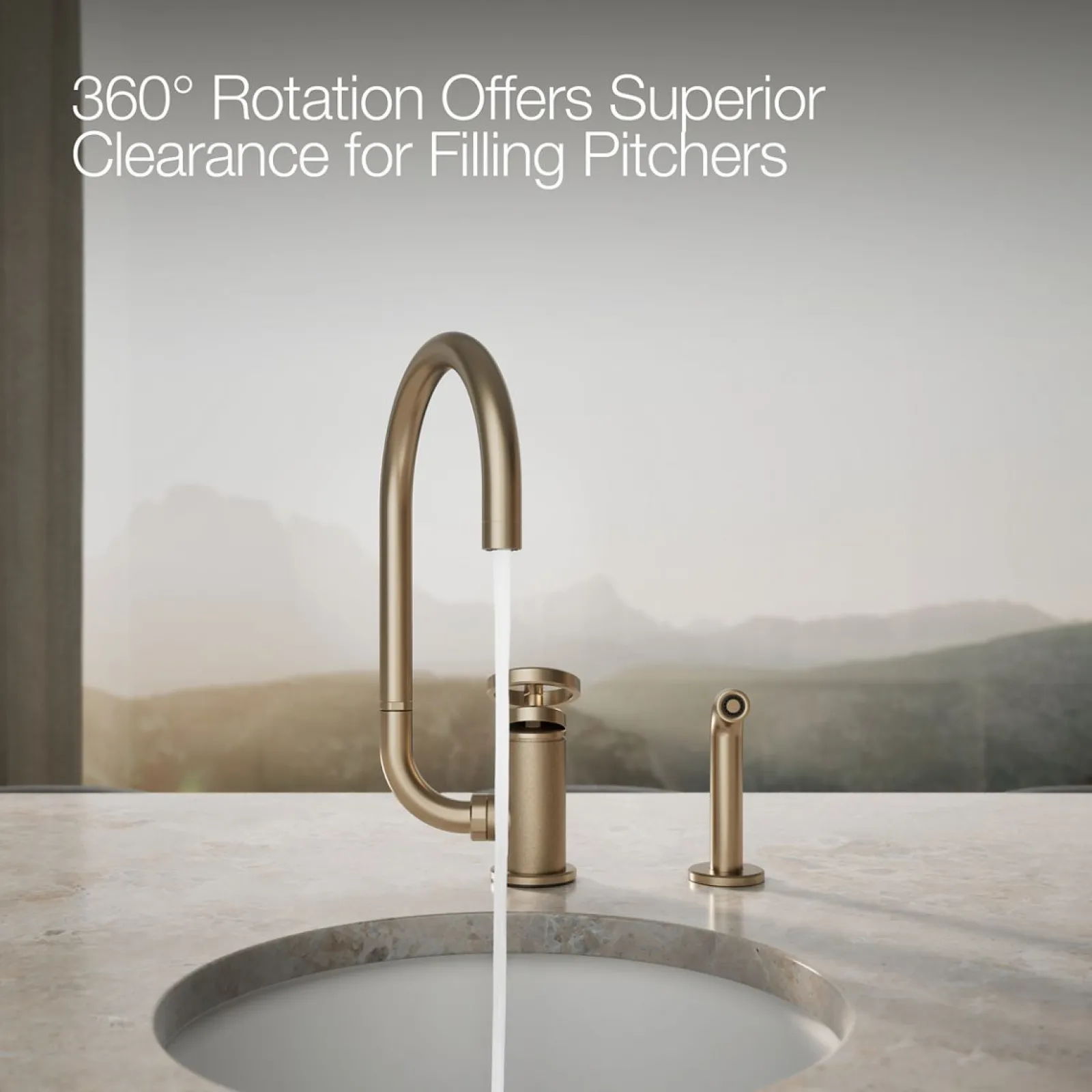 Single-handle bar sink faucet with two-function extended-reach spout and side sprayer^Kohler Online