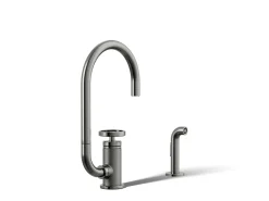 Single-handle bar sink faucet with two-function extended-reach spout and side sprayer^Kohler Online