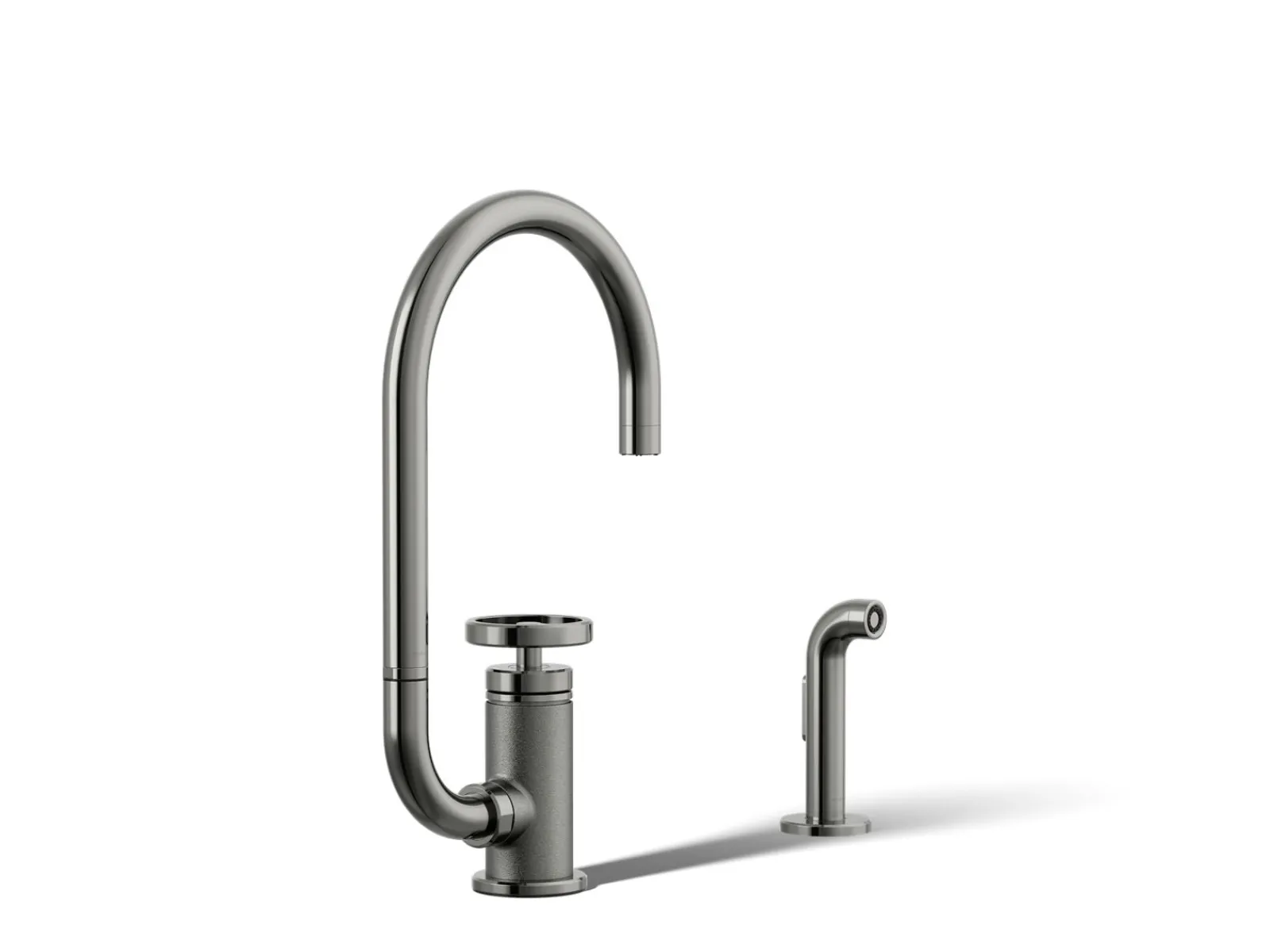 Single-handle bar sink faucet with two-function extended-reach spout and side sprayer^Kohler Online