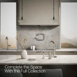 Single-handle bar sink faucet with two-function extended-reach spout and side sprayer^Kohler Online
