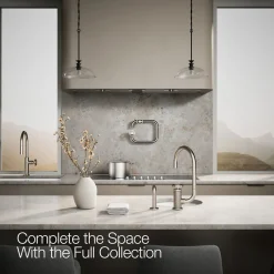 Single-handle bar sink faucet with two-function extended-reach spout and side sprayer^Kohler Online