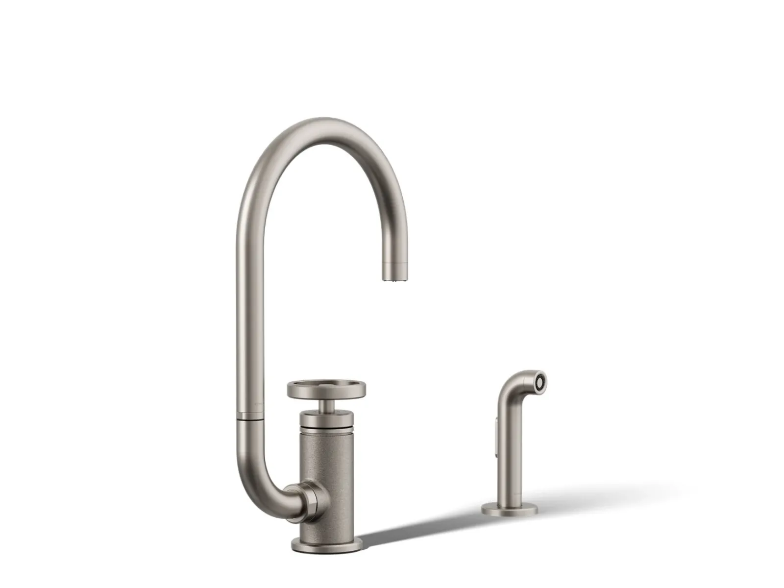 Single-handle bar sink faucet with two-function extended-reach spout and side sprayer^Kohler Online