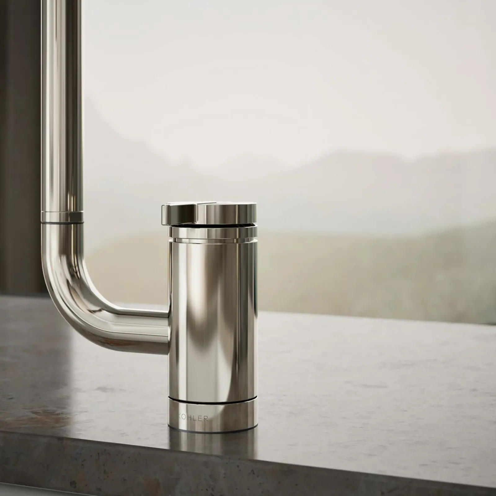 Single-handle kitchen sink faucet with two-function extended-reach spout and side sprayer^Kohler New