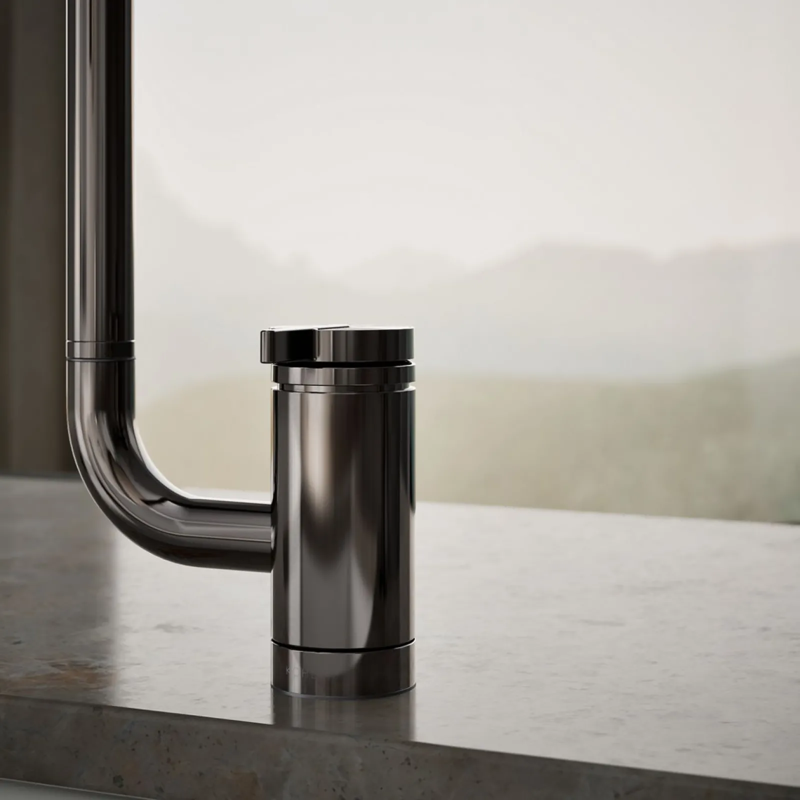 Single-handle kitchen sink faucet with two-function extended-reach spout and side sprayer^Kohler New