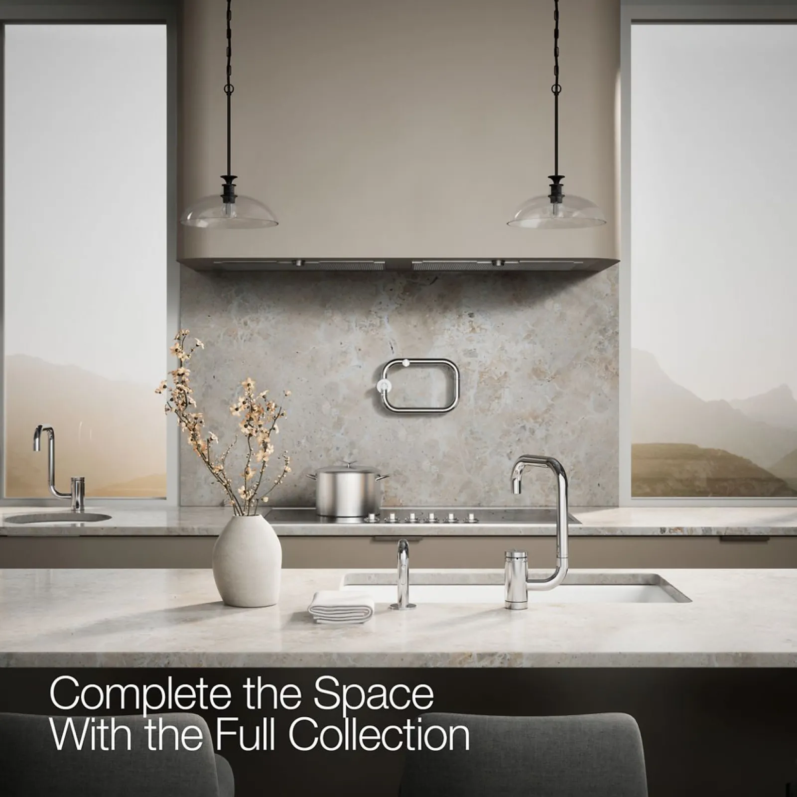 Single-handle kitchen sink faucet with two-function extended-reach spout and side sprayer^Kohler New