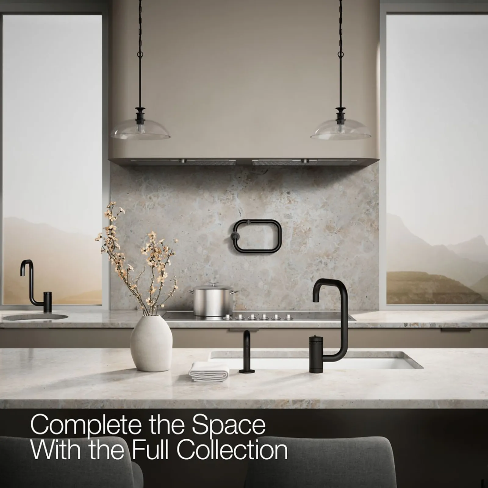 Single-handle kitchen sink faucet with two-function extended-reach spout and side sprayer^Kohler New