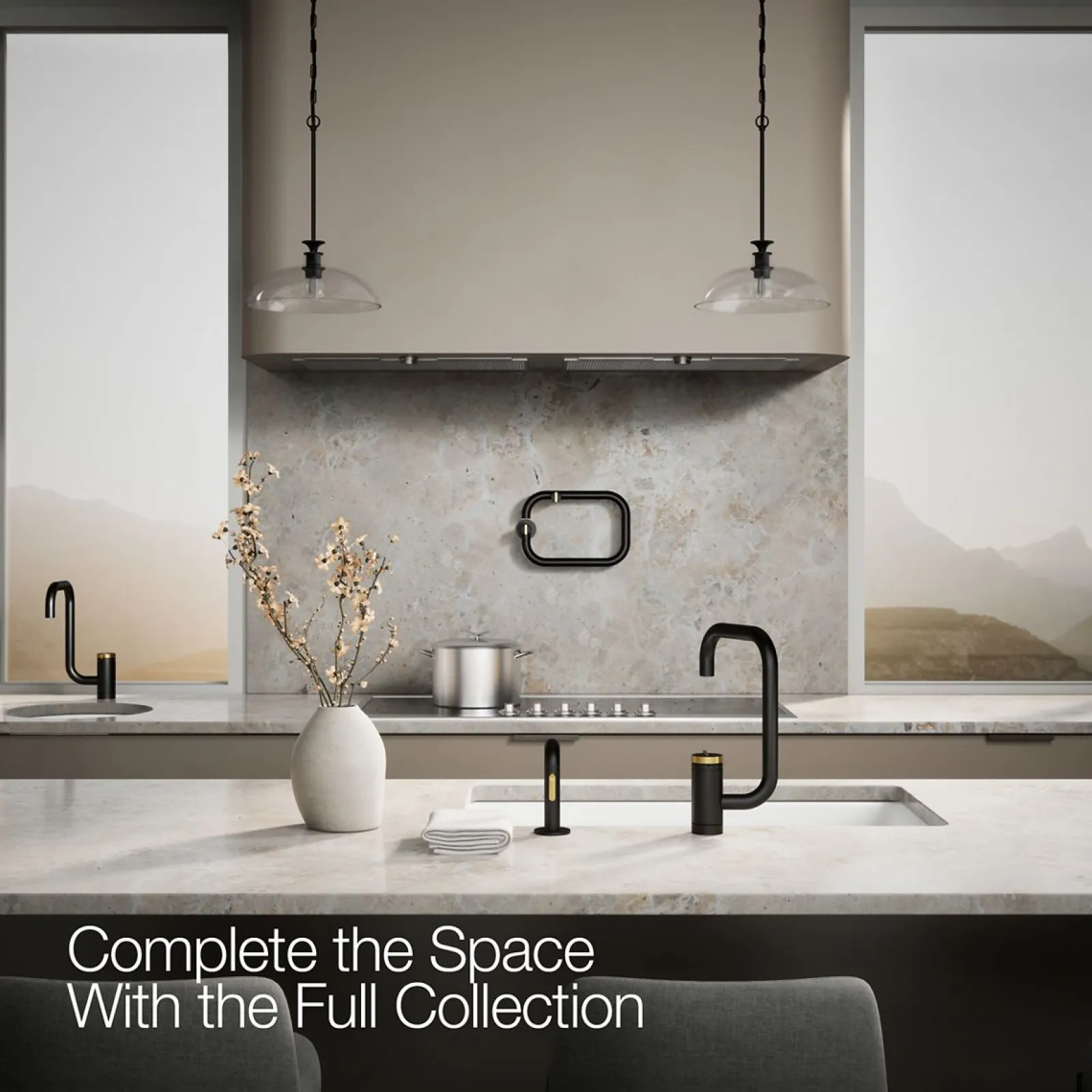 Single-handle kitchen sink faucet with two-function extended-reach spout and side sprayer^Kohler New